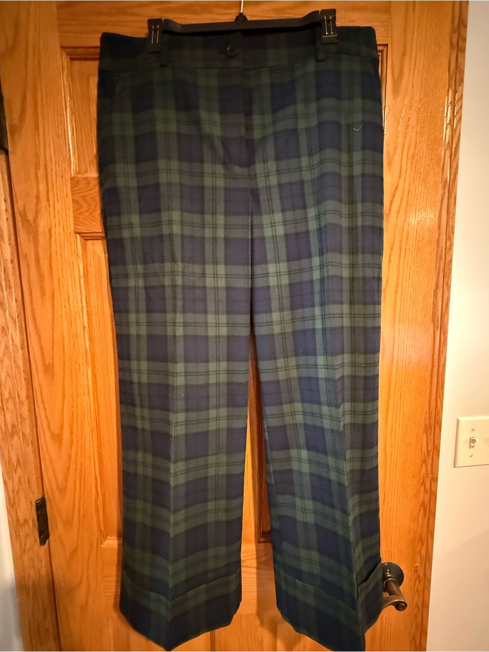 LOFT Navy and Green Plaid Dress Pants